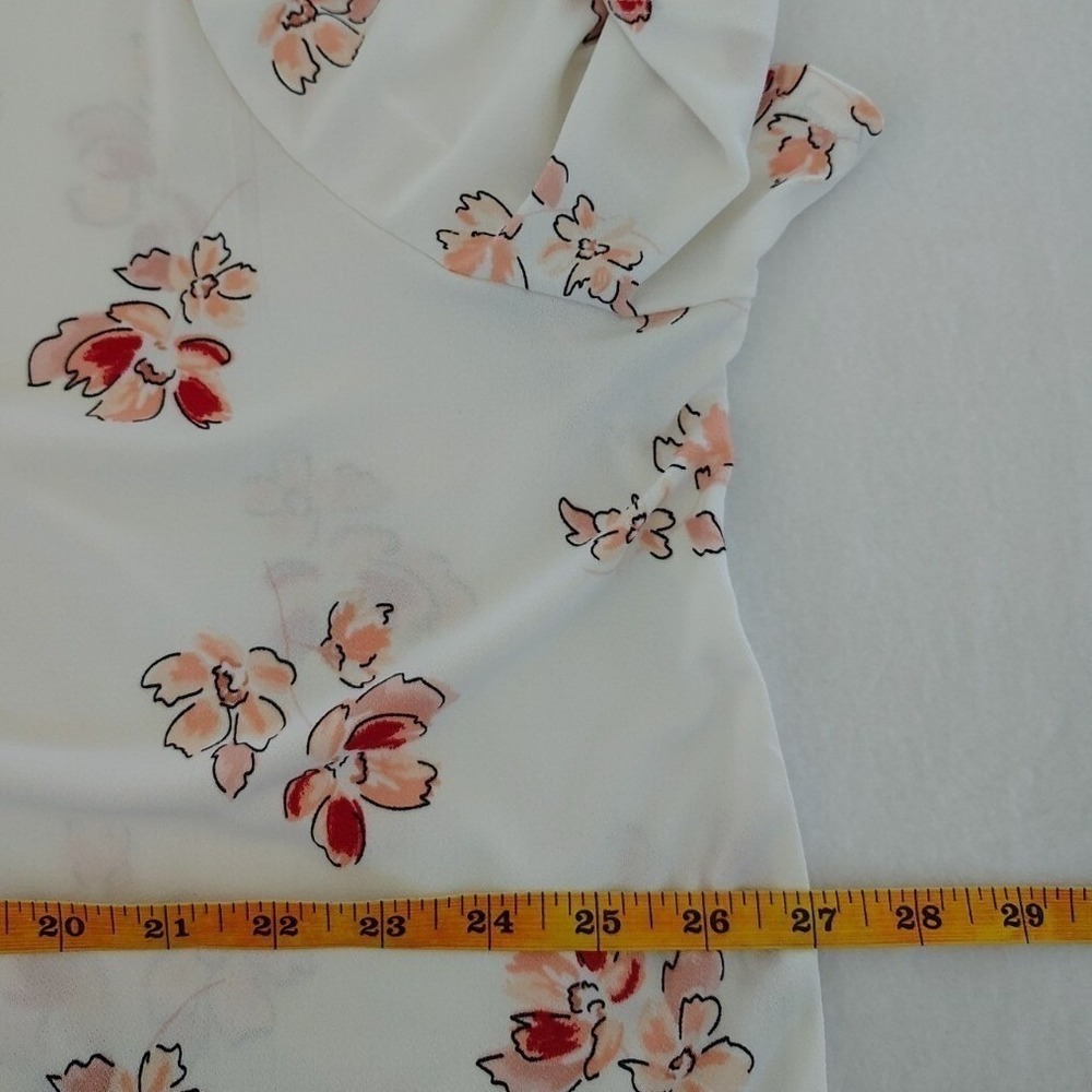 Liz Claiborne Ivory Floral Keyhole Neck Pearl Accent Flutter Sleeve Blouse 2X - Picture 13 of 14
